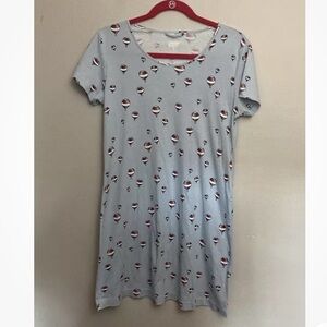 12-23 Lands End Blue Balloon Print Tee Shirt Dress Size XS